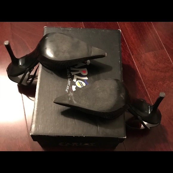 Carlos Santana sandal  pointy toe-black snake skin - Picture 5 of 6